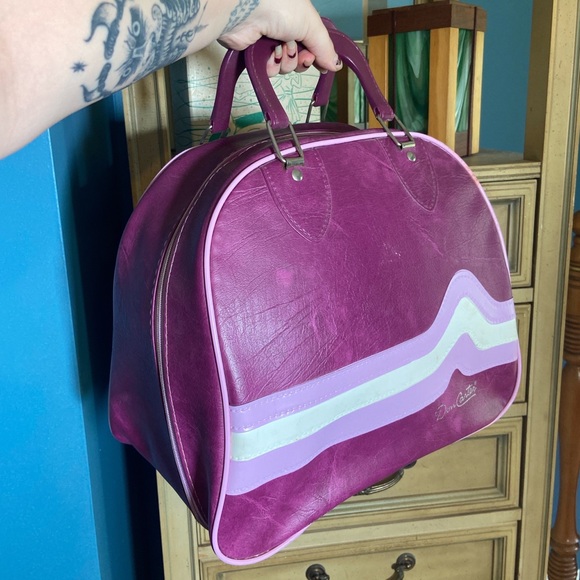 Vintage 1970s purple and white bowling bag by Don Carter. - Picture 5 of 5